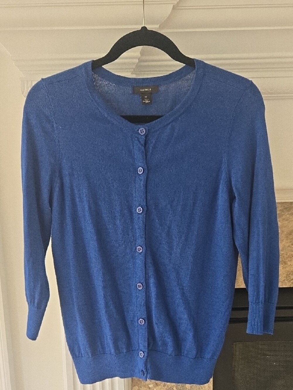 Halogen Royal Blue Lightweight Crewneck Button Cardigan